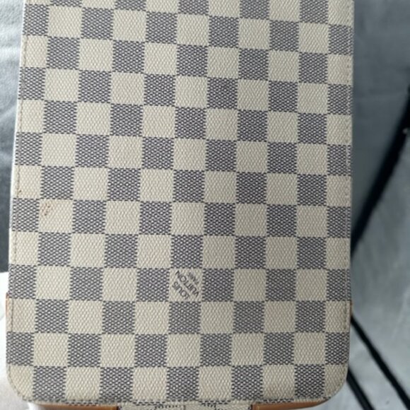 Louis Vuitton Neverfull Checkered Handbag, Navy/Ivory - Picture 12 of 13